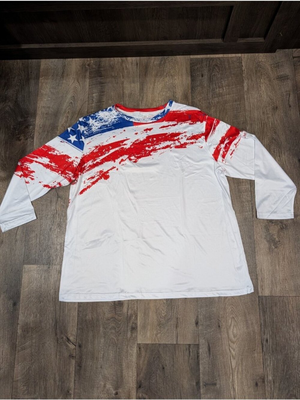 Women 3/4 Length Sleeve Tunic Top Patriotic American Flag Shirt Size XXL
